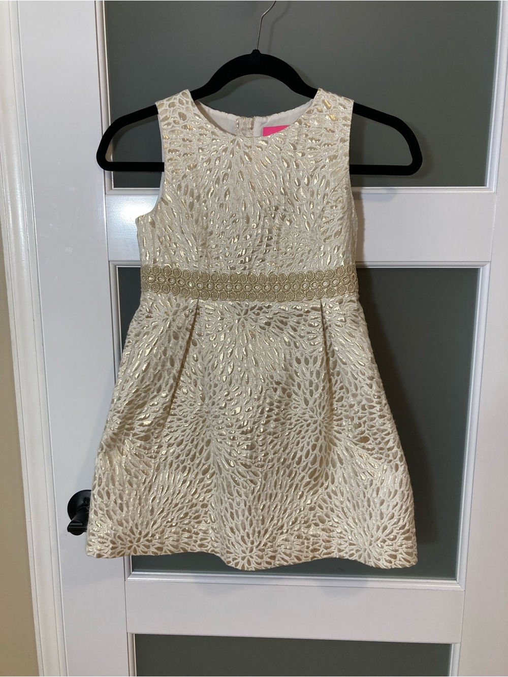 Lilly Pulitzer Ivory and Gold Textured Floral Dress - Flower Girl, Party Dress 8